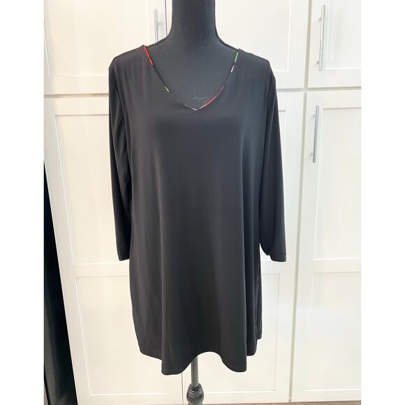 ATTITUDES By Renee Liquid Knit Reversible Top Women XL V-neck Long Sleeve Floral - Picture 11 of 14